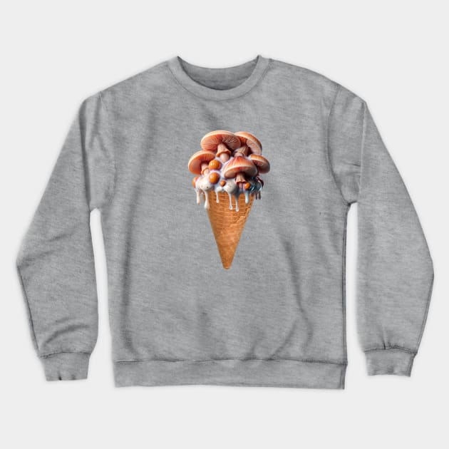 digital collage- Slimy Mushroom Ice-cream Crewneck Sweatshirt by Fantasy West Design